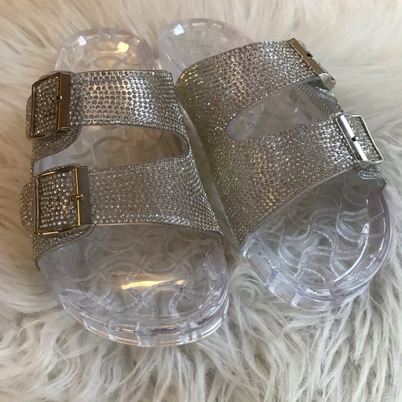 Rhinestone Clear Jelly Footbed Sandals - Picture 2 of 16